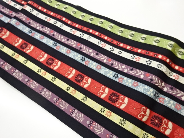 JAPANESE NAGOYA OBI / WOVEN ABSTRACT FLORAL PLANTS